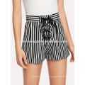 Stripe Stripe Ruban Lace Up Shorts Fabrication de vêtements de mode en gros femmes (TA3026B)